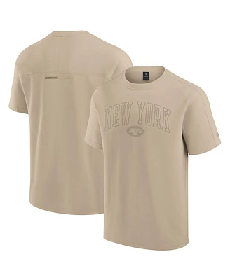 Fanatics Men's and Women's Khaki New York Jets Elements Heavyweight Tri-Blend T-Shirt