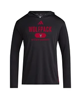 Adidas Men's Black Nc State Wolfpack 2024 Sideline Hooded Long Sleeve T-Shirt