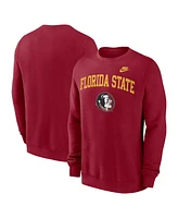 Nike Men's Garnet Florida State Seminoles Legacy Classic Tackle Twill Embroidered Arch Over Logo Pullover Sweatshirt