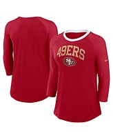 Nike Women's Scarlet San Francisco 49ers Raglan 3/4 Sleeve T-Shirt