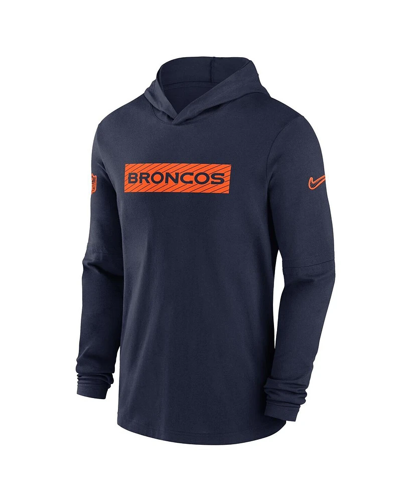 Nike Men's Navy Denver Broncos Sideline Hoodie Performance Long Sleeve T-Shirt