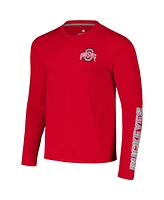 Colosseum Men's Scarlet Ohio State Buckeyes Logo Lockup 3-Hit Active Blend Long Sleeve T-Shirt