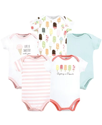 Touched by Nature Baby Girls Organic Cotton Bodysuits, Popsicle