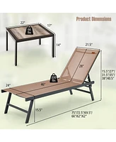Skonyon 3 Pieces Patio Chaise Lounge Chair and Table Set for Poolside Yard