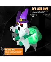 3.6 Ft Halloween Inflatable Ghost Broke Out from Window