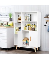 Sugift Free Standing Pantry Cabinet with 2 Door Cabinet and 5 Shelves