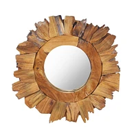 vidaXL Wall Mirror 15.7" Teak Round