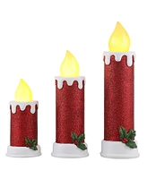 Mr. Christmas Led Resin Candles 5", 7", 9" Set of 3