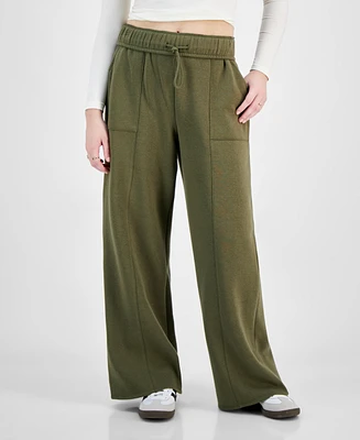 Planet Heart Juniors' Foldover-Waistband Wide-Leg Sweatpants