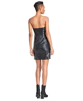 Guess Women's Faux-Leather Strapless Mini Dress