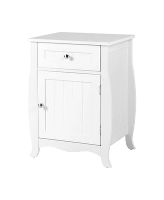 Sugift Nightstand with Drawer Cabinet and Curved Legs for Bedroom