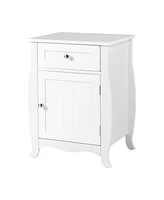 Sugift Nightstand with Drawer Cabinet and Curved Legs for Bedroom