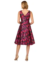 Adrianna Papell Women's Ruffled Floral Jacquard High-Low-Hem Dress