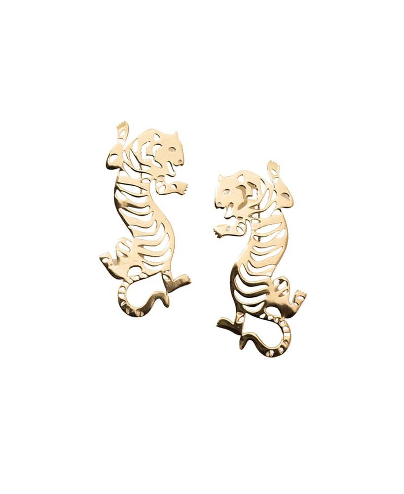 Ink + Alloy Bianca Tiger Drop Earrings Brass