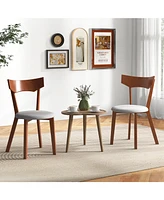 Skonyon Wooden Dining Chair Set of 2 with Rubber Wood Legs and Padded Seat Cushion