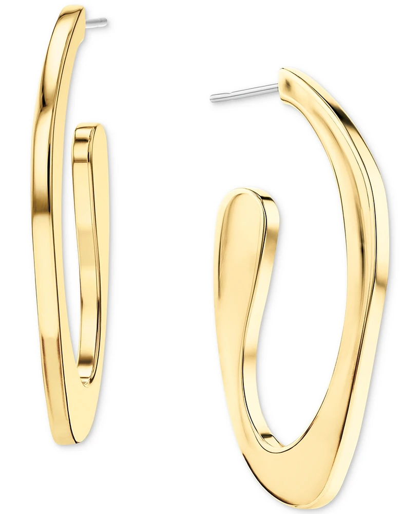 Calvin Klein Medium Pave Sculpted Elongated Hoop Earrings