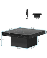 Tribesigns Coffee Table Square Led Engineered Wood Low for Living Room
