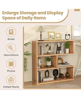 Sugift Concave Bookshelf 3-Shelf Open Bookcase with Anti-Toppling Device for Living Room Study Office