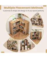Sugift Concave Bookshelf 3-Shelf Open Bookcase with Anti-Toppling Device for Living Room Study Office
