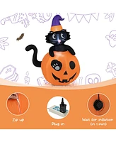 Givimo 5 Feet Inflatable Halloween Pumpkin with Witch's Black Cat