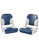 Skonyon 2 Pieces Low Back Boat Seat Set with Sponge Padding and Aluminum Hinges