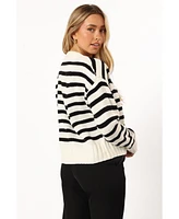 Kallen Button Front Striped Cardigan