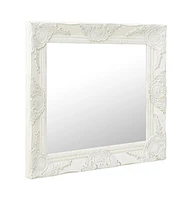 vidaXL Wall Mirror Baroque Style 23.6"x23.6" White