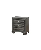 Streamdale Furniture Solid Wood 1 Piece Nightstand Nickel Round Knob Transitional Style 3-Drawers Nightstand