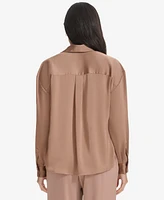 Calvin Klein Women's Faux-Wrap Collared Shirt