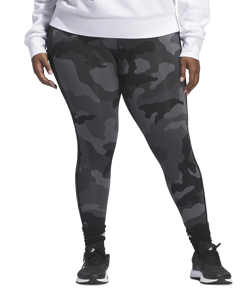 adidas Plus Camo Print Three Stripe Leggings