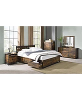 Streamdale Furniture Eastern King Bed with Storage In Rustic Oak