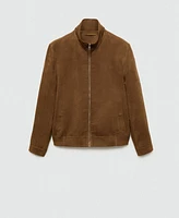 Mango Men's Zipper Detail Suede-Effect Jacket