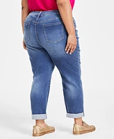 I.n.c. International Concepts Plus Slim Tech Rolled-Cuff Boyfriend Jeans, Created for Macy's