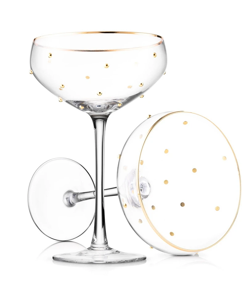 Godinger Gold Pearl Coupe Glasses, Set of 2