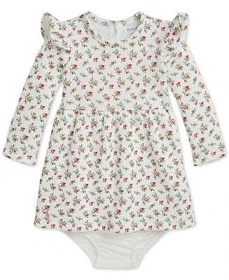 Polo Ralph Lauren Baby Cotton Ruffled Floral Dress with Matching Bloomer