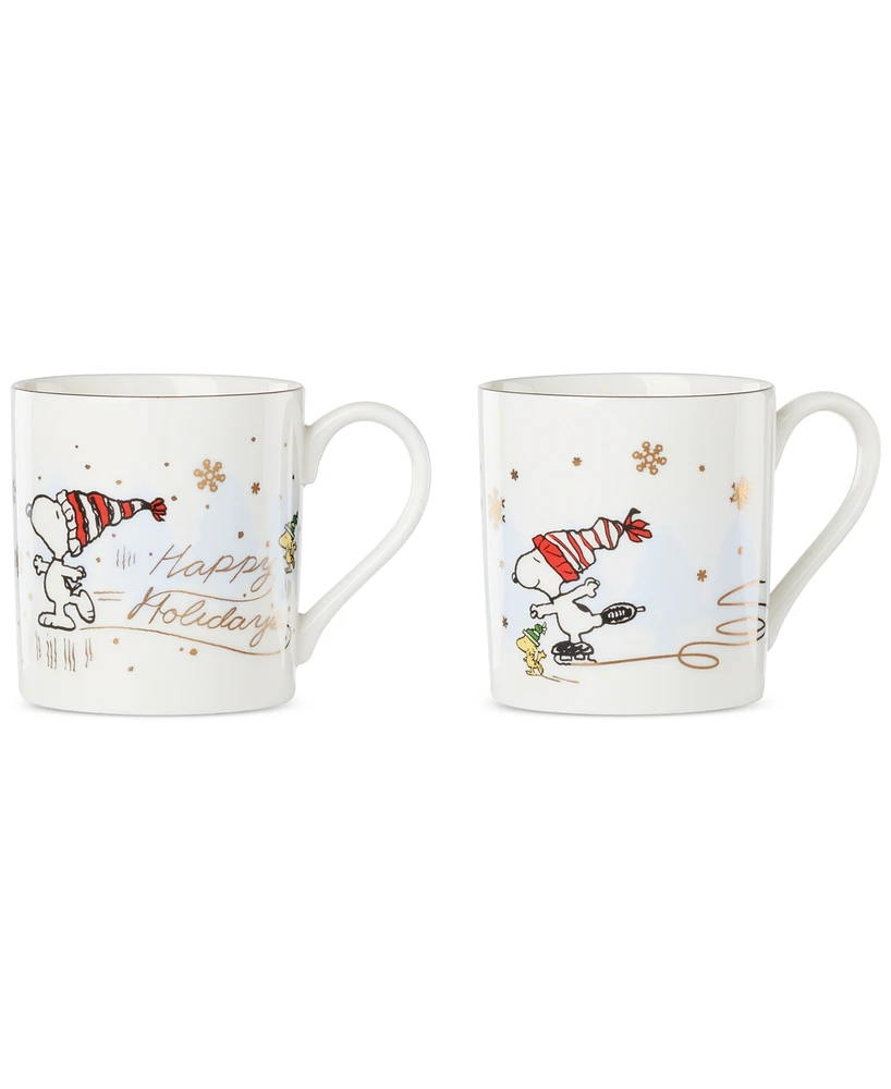 Lenox Peanuts Snoopy Skating Mugs, Set of 2, Exclusively at Macy's