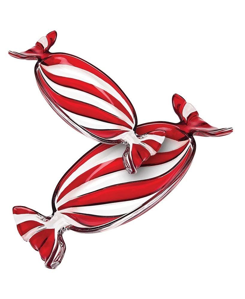 Godinger Red Peppermint Wrapper Trays, Set of 2