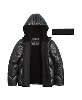 WeatherTamer Big Girls Iridescent Foil Puffer Jacket