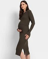 Seraphine Women's Ribbed Maternity Nursing Midi Dress