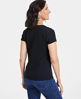 I.n.c. International Concepts Women's Cotton Embellished-Star Tee, Created for Macy's