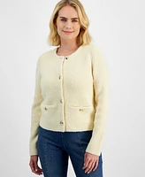 I.n.c. International Concepts Petite Button-Front Boucle Cardigan, Created for Macy's