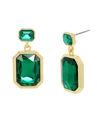 Steve Madden Faux Stone Gem Double Drop Earrings