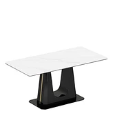 Simplie Fun 12mm Sintered Stone Glass Dining Table Elegance meets Durability