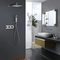 2 Functions Shower Fixtures, 3 Knob Systems, 10" Brushed Nickel