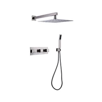 2 Functions Shower Fixtures, 3 Knob Systems, 10" Brushed Nickel