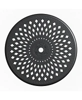 30.71-inch Cast Aluminum Patio Dining Table With Black Frame and Umbrella Hole