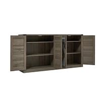 65" Slate Gray Faux Rattan Sideboard with Barn Doors