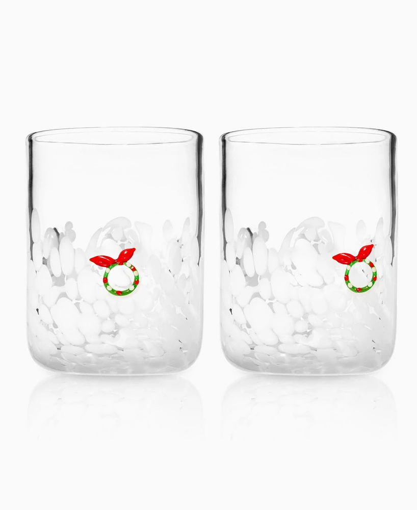 Godinger Wreath Double Old Fashioned Glasses, Set of 2