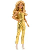 Barbie Fashionistas 65th Anniversary Doll 222, Petite with Blonde Wavy Hair, Golden Jumpsuit - Multi