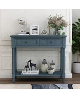 Simplie Fun Daisy Series Console Table Traditional Design With Two Drawers And Bottom Shelf